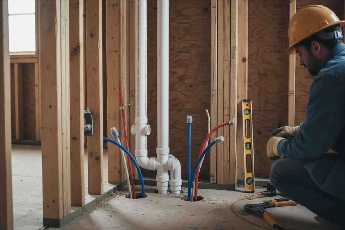 Drain and supply rough-in during Toilet Repair and Installation in North Little Rock